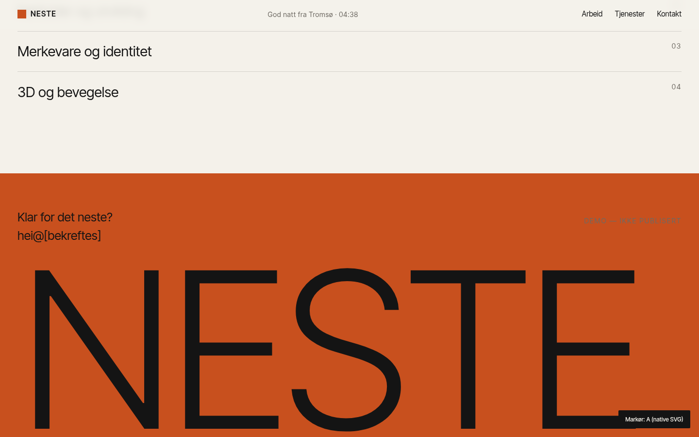 Demo: strekk-NESTE i footer