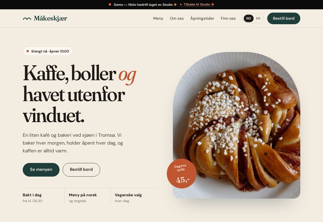 Skjermbilde: Kafé Måkeskjær