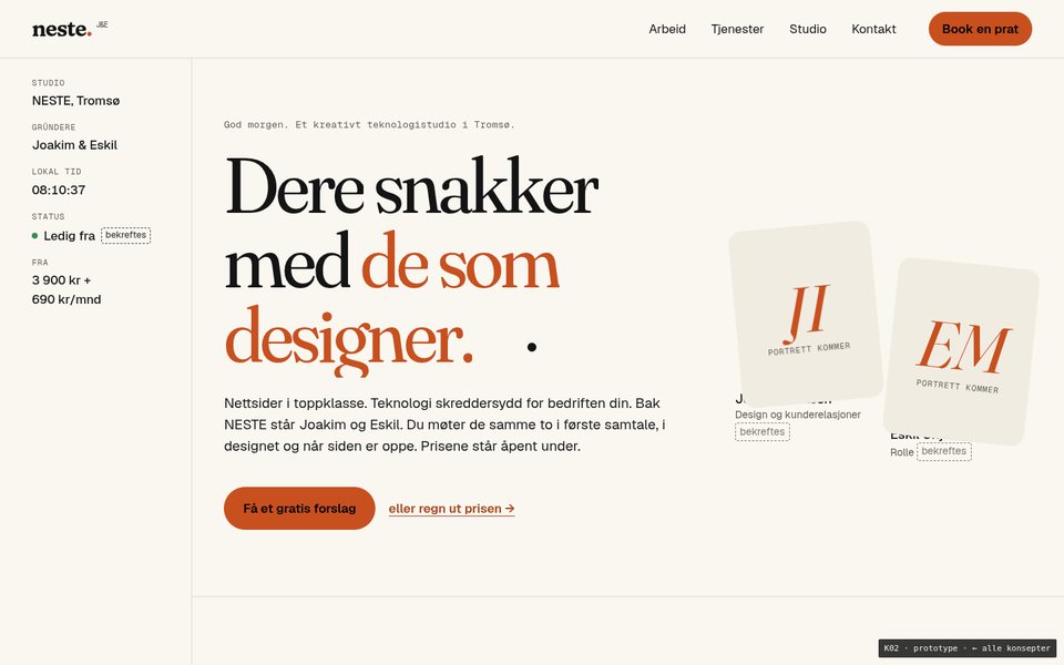 Forside, Gründerne er studioet, desktop