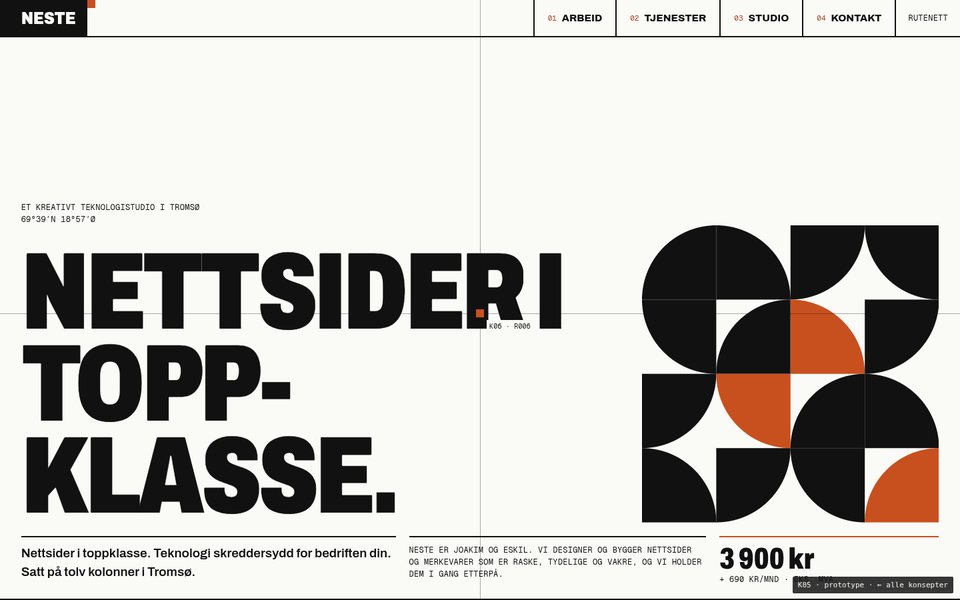 Forside, Rutenett, desktop