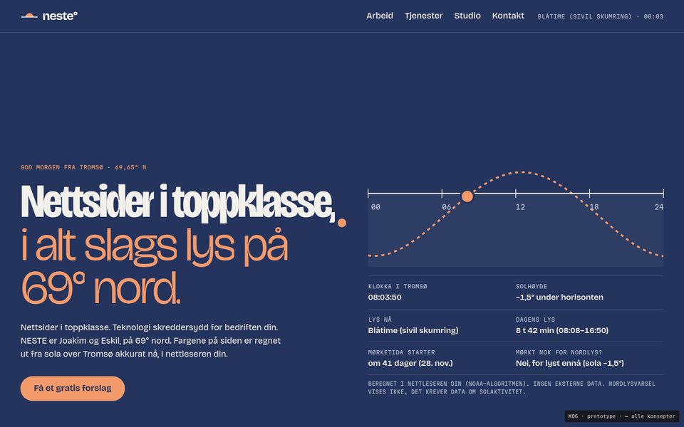 Forside, Mørketid live, desktop
