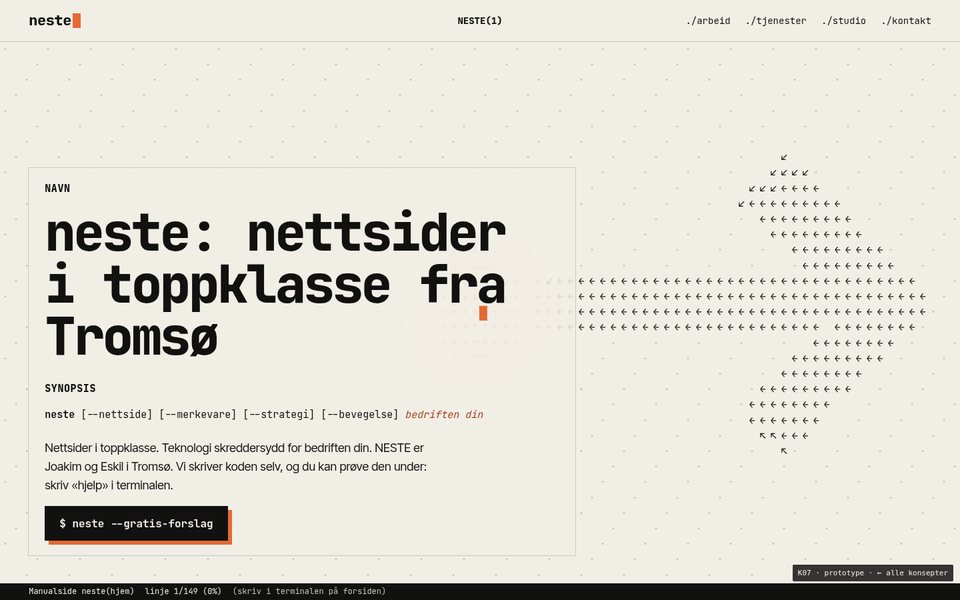 Forside, man neste, desktop